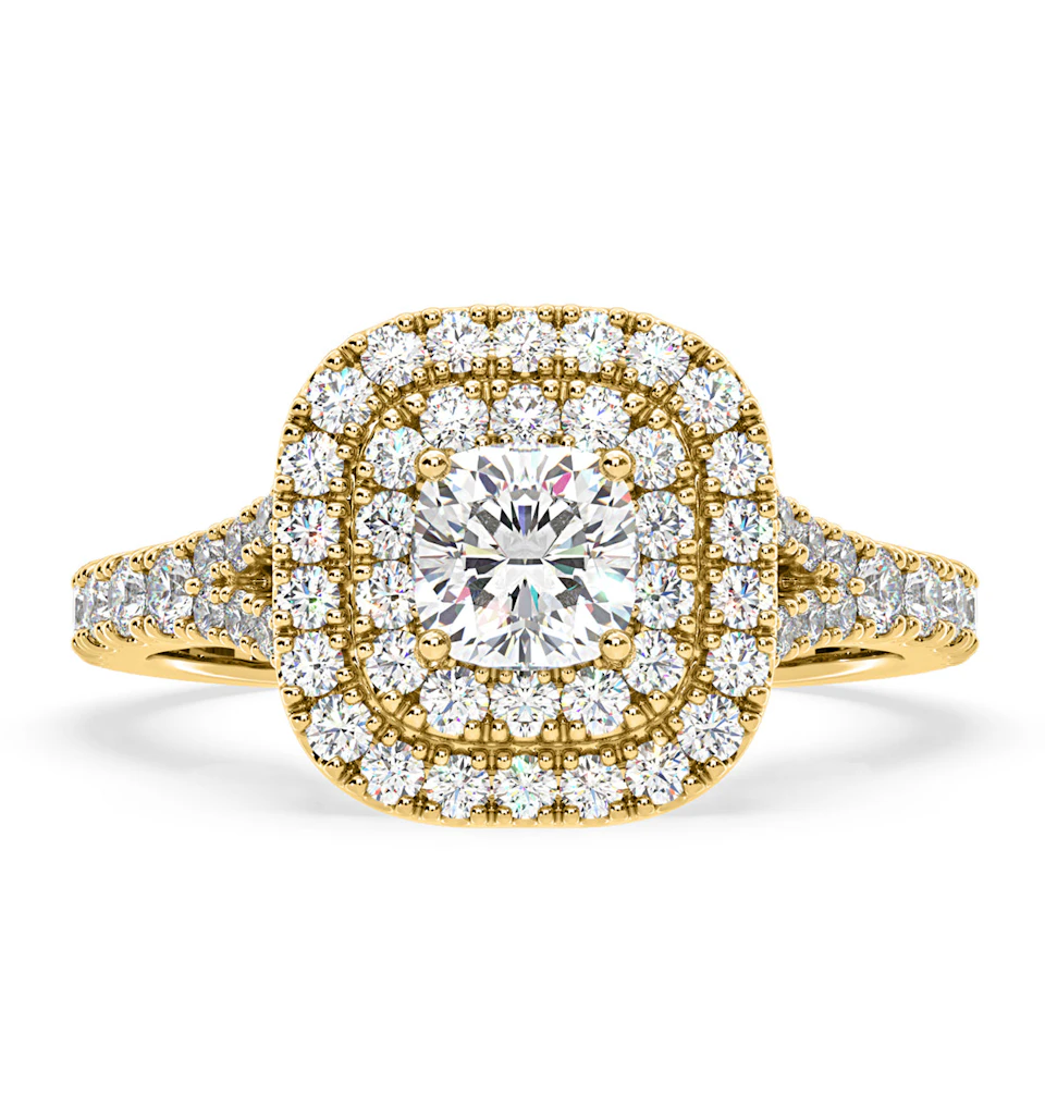Anastasia Diamond Halo Engagement Ring in 18K Gold 1.30ct G/SI1
