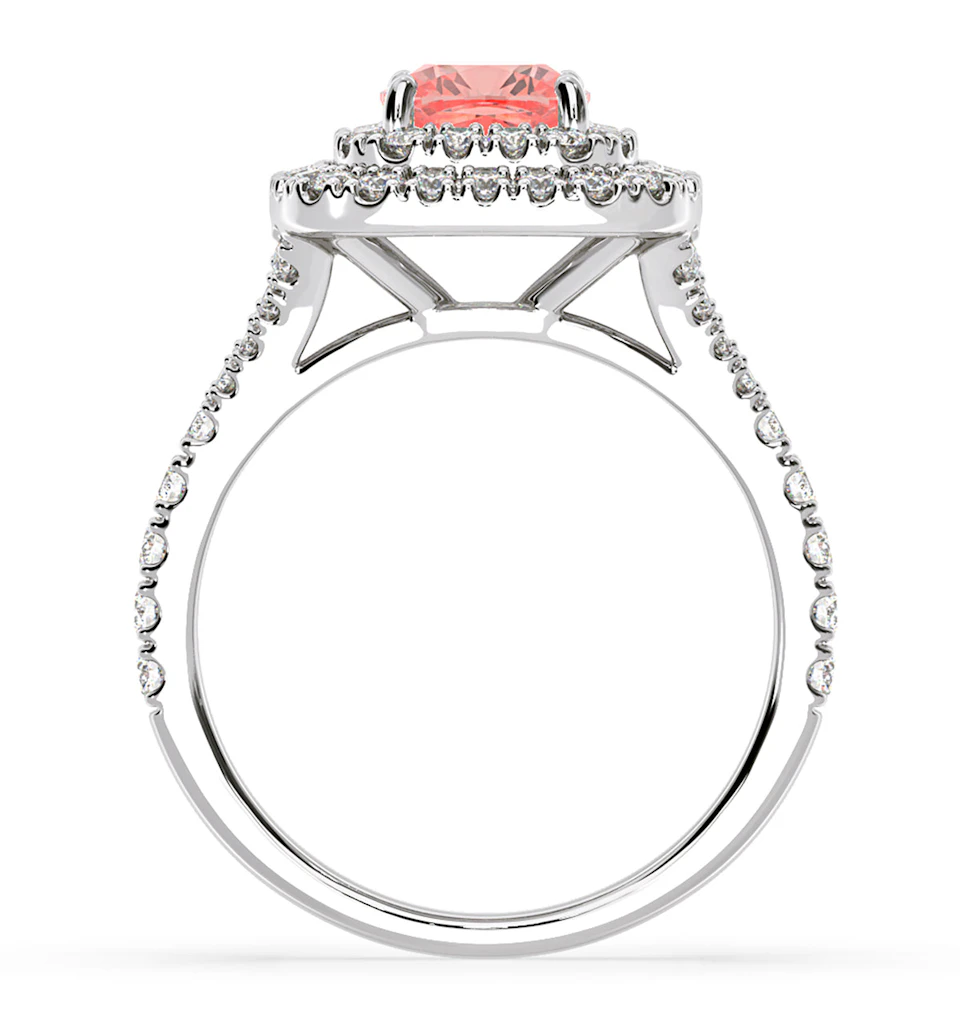 Anastasia Pink Lab Diamond 1.65ct Halo Ring in 18K White Gold - Elara Collection