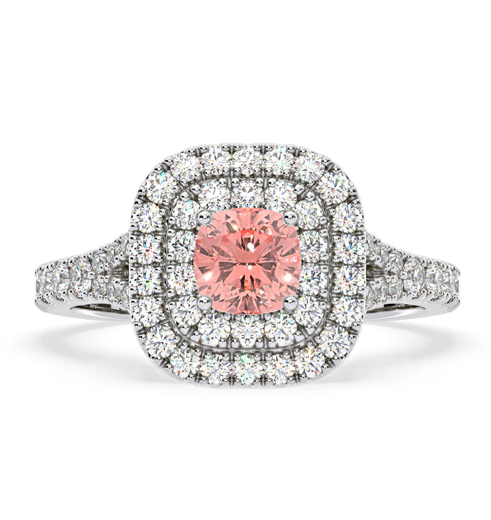 Anastasia Pink Lab Diamond 1.30ct Halo Ring in Platinum - Elara Collection