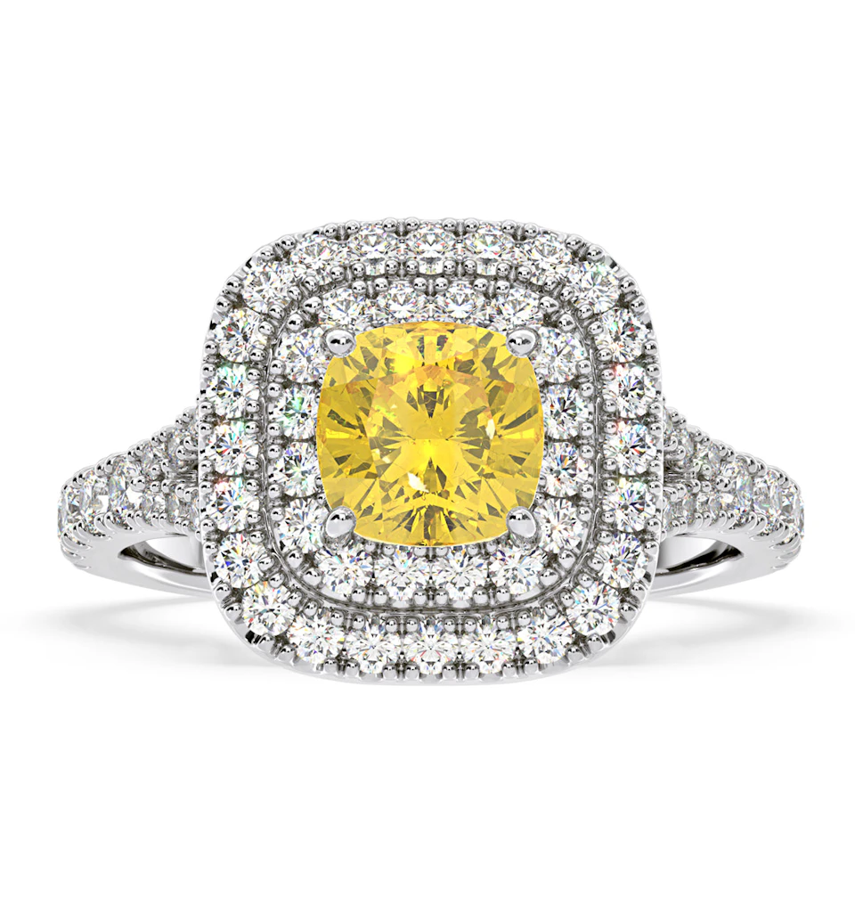 Anastasia Yellow Lab Diamond 1.65ct Halo Ring in Platinum - Elara Collection