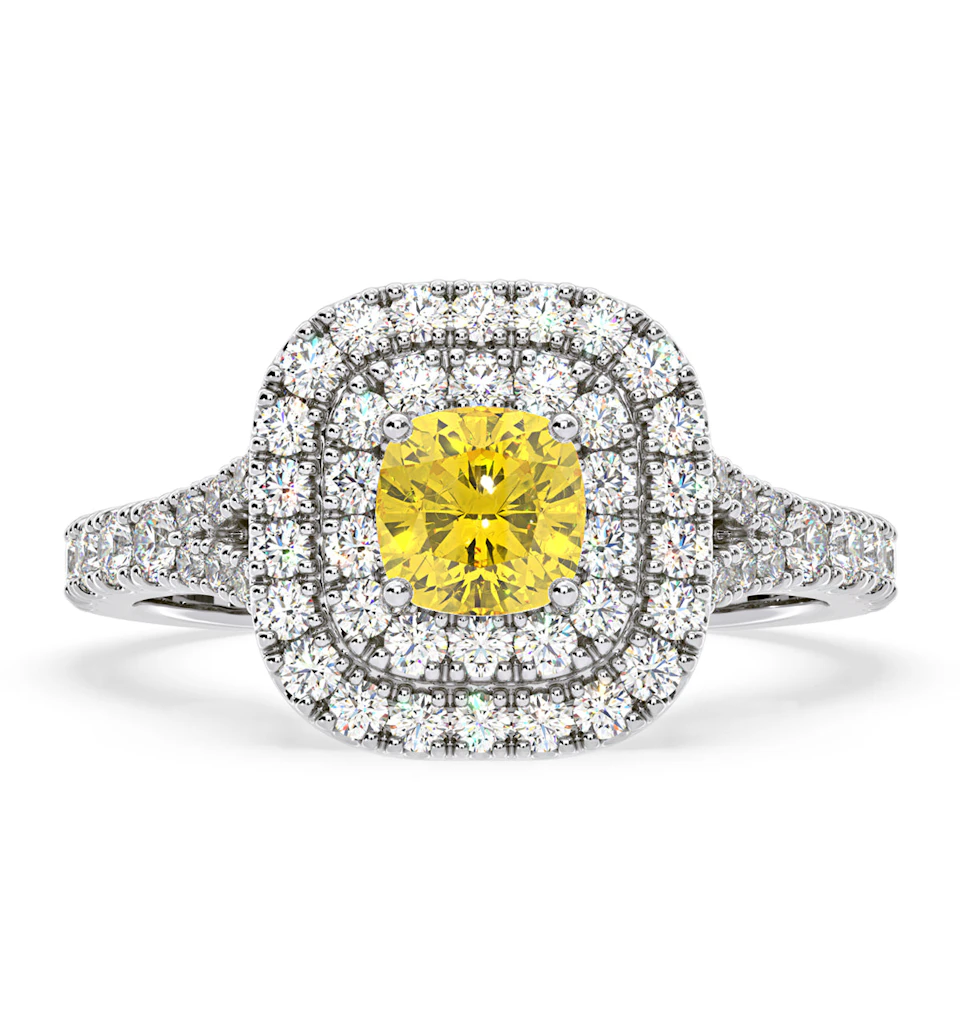 Anastasia Yellow Lab Diamond 1.30ct Halo Ring in Platinum - Elara Collection