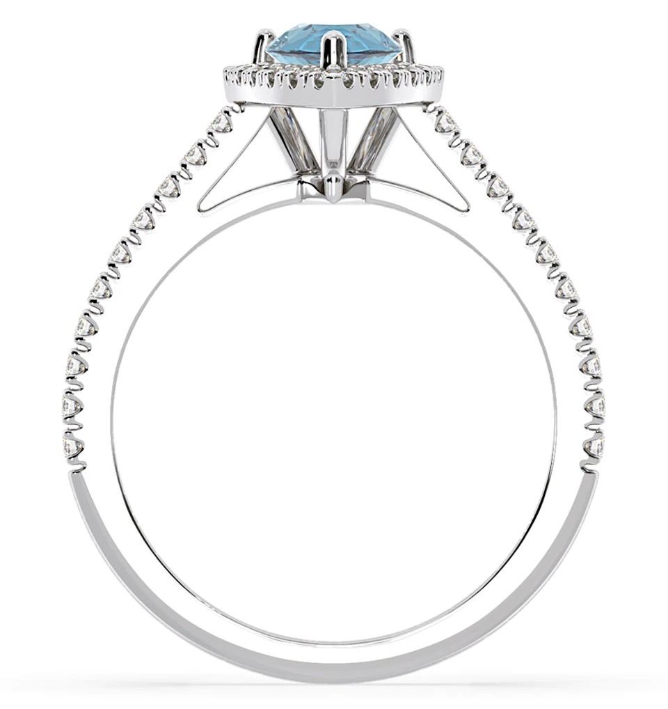 Diana Blue Lab Diamond Pear Halo Ring 1.60ct in 18K White Gold - Elara Collection