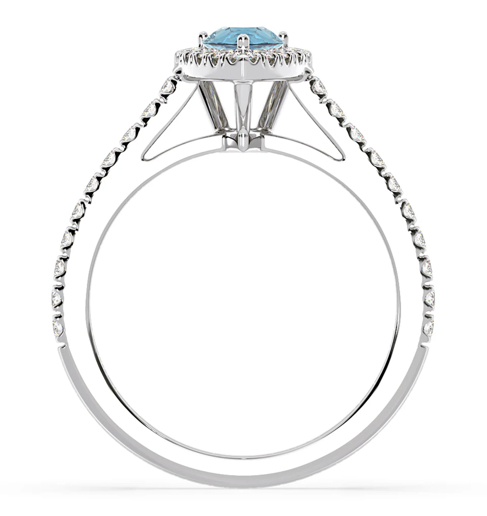 Diana Blue Lab Diamond Pear Halo Ring 1.00ct in 18K White Gold - Elara Collection