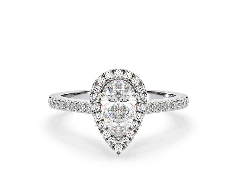 Diana Lab Diamond Pear Halo Engagement Ring Platinum 2.60ct F/VS1