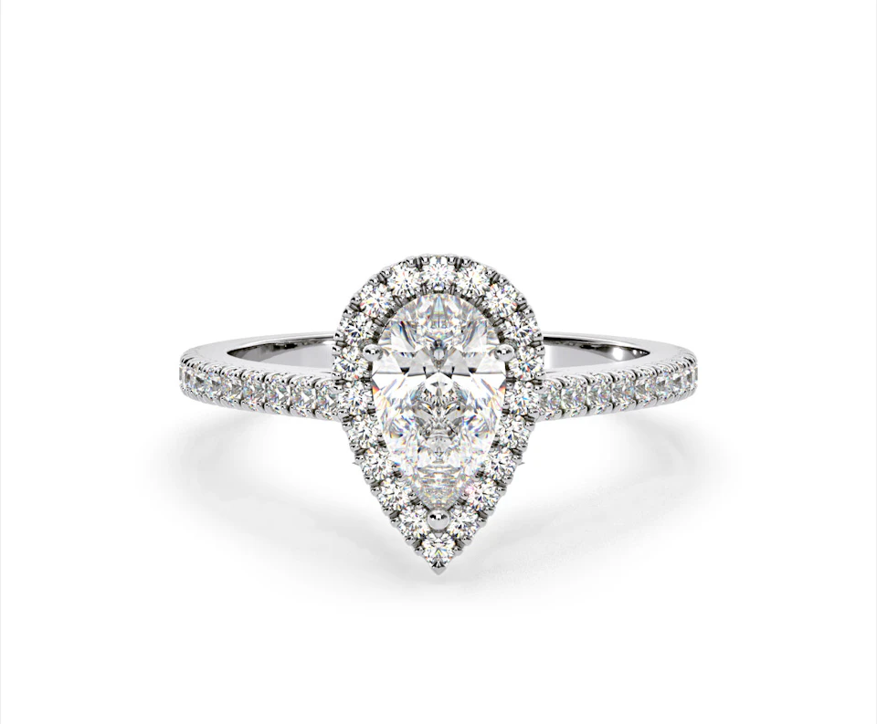 Diana Lab Diamond Pear Halo Engagement Ring Platinum 2.10ct F/VS1