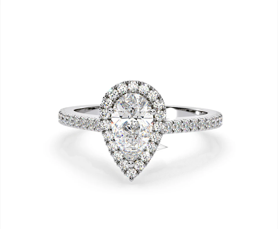 Diana Lab Diamond Pear Halo Engagement Ring Platinum 2.60ct F/VS1