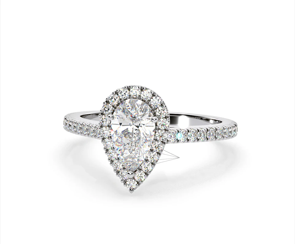 Diana Lab Diamond Pear Halo Engagement Ring Platinum 2.60ct F/VS1