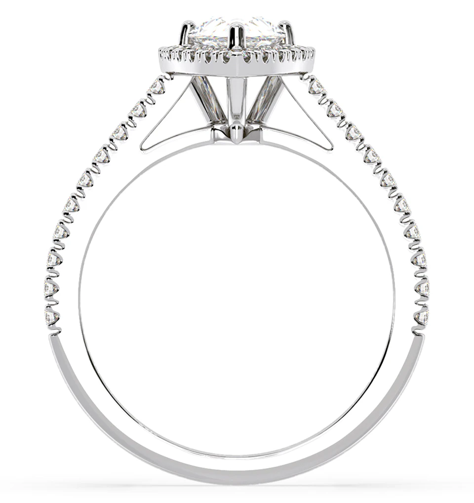 Diana GIA Diamond Pear Halo Engagement Ring Platinum 1.60ct G/SI1