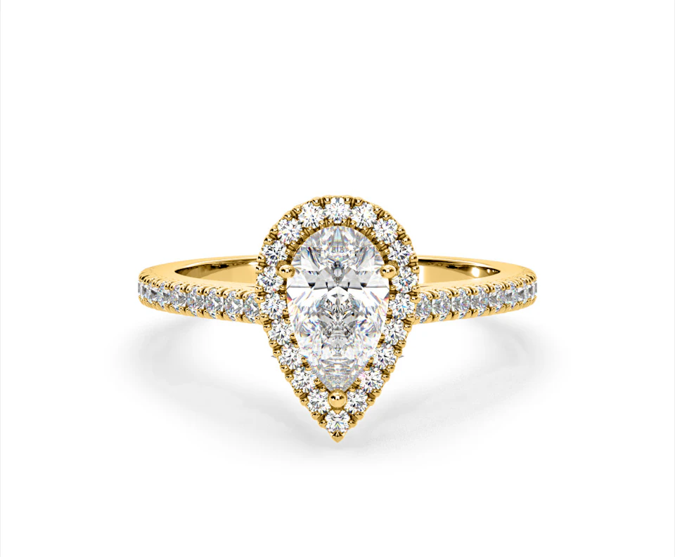 Diana Lab Diamond Pear Halo Engagement Ring in 18K Gold 1.60ct F/VS1