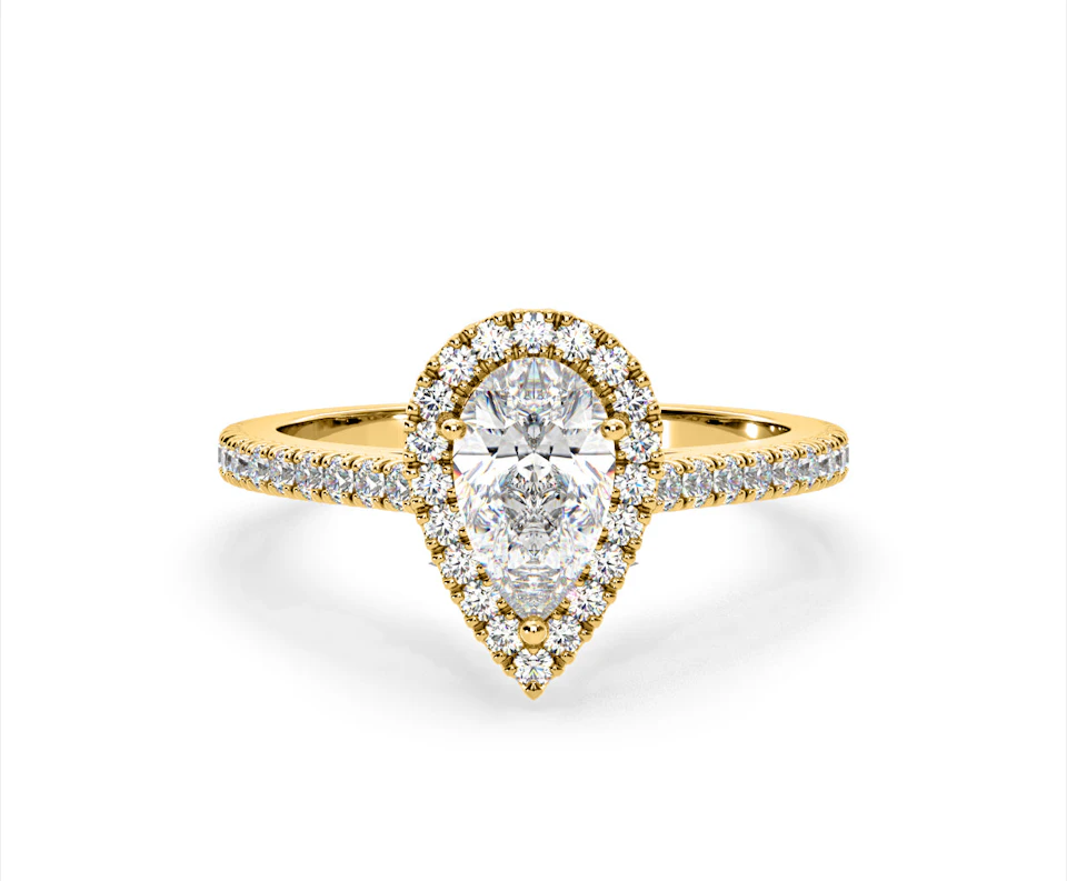 Diana Lab Diamond Pear Halo Engagement Ring in 18K Gold 2.10ct F/VS1