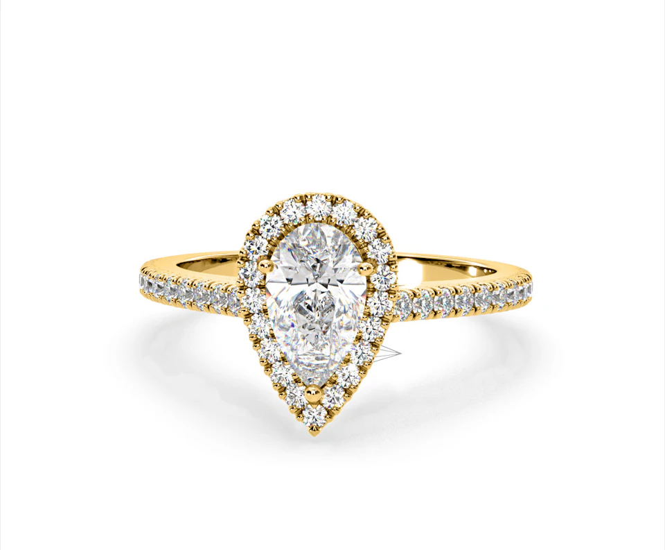 Diana Lab Diamond Pear Halo Engagement Ring in 18K Gold 1.60ct F/VS1
