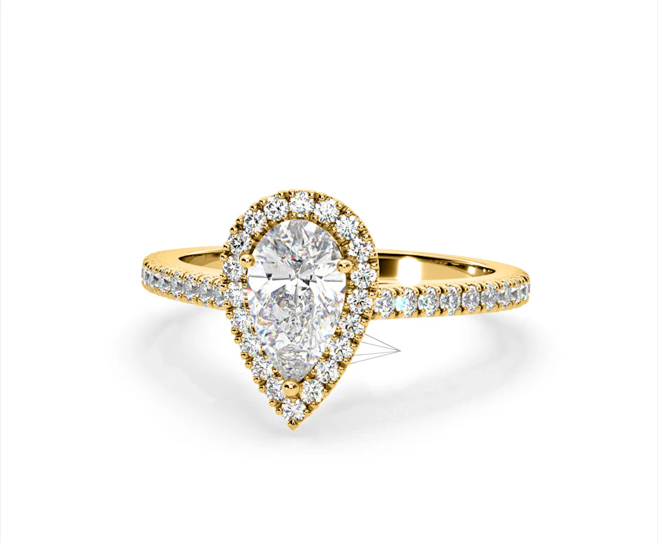 Diana Lab Diamond Pear Halo Engagement Ring in 18K Gold 1.60ct F/VS1