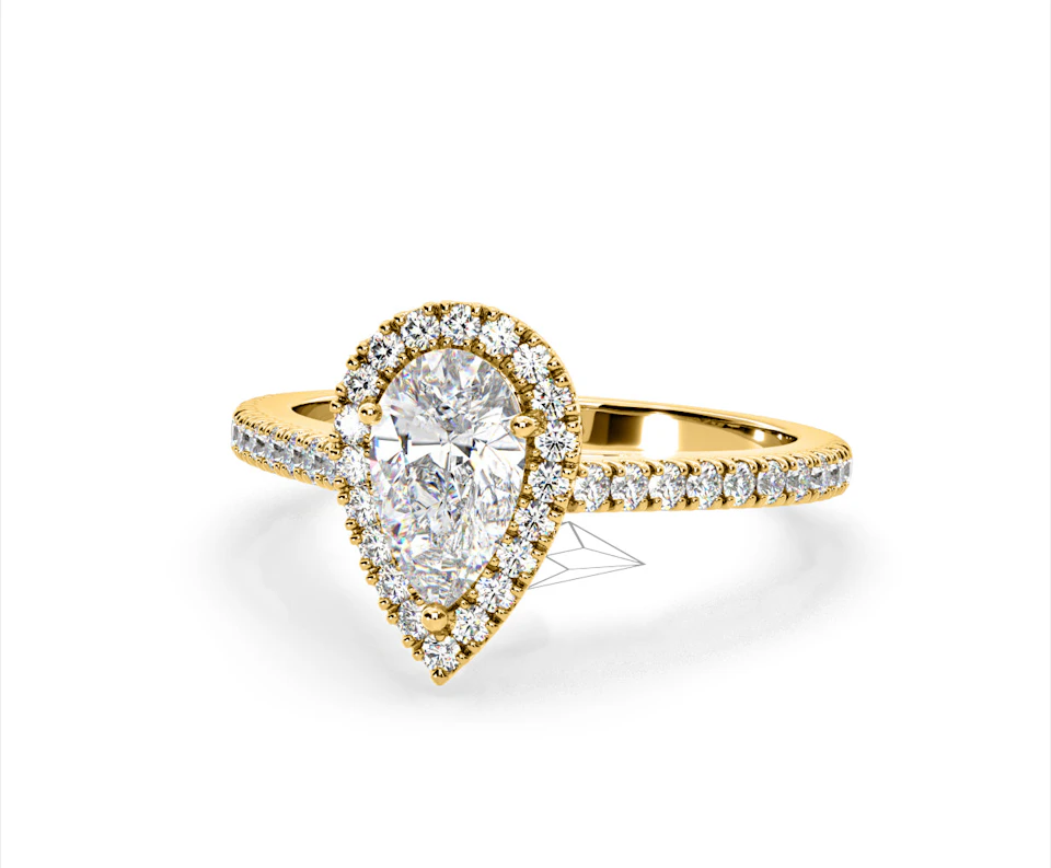 Diana Lab Diamond Pear Halo Engagement Ring in 18K Gold 1.60ct F/VS1