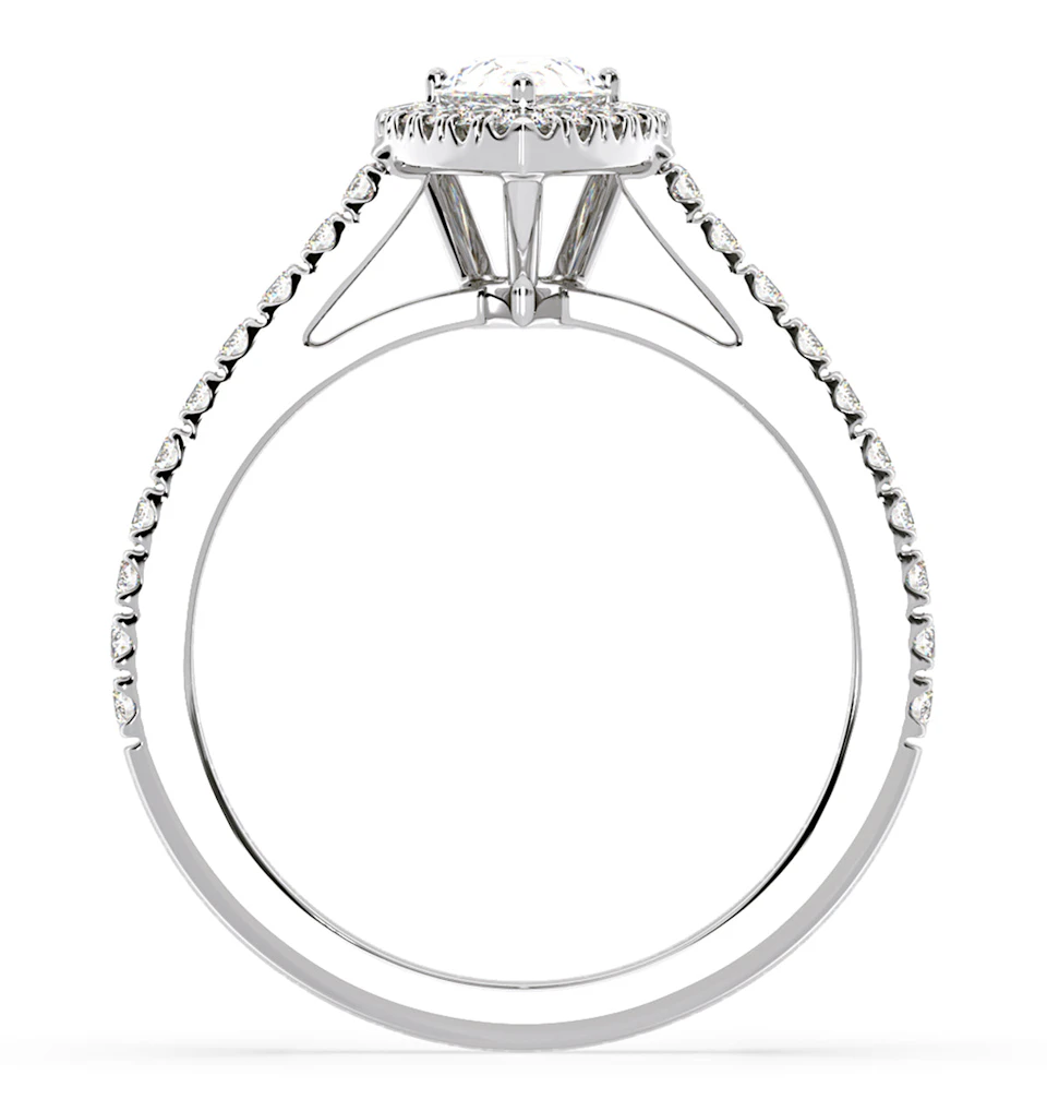 Diana Diamond Pear Halo Engagement Ring Platinum 1ct G/VS1