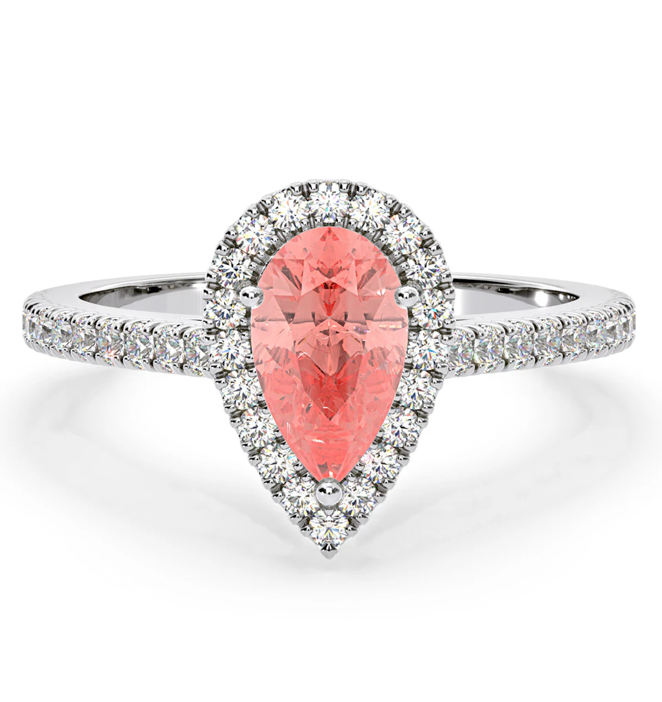 Diana Pink Lab Diamond Pear Halo Ring 1.60ct in Platinum - Elara Collection