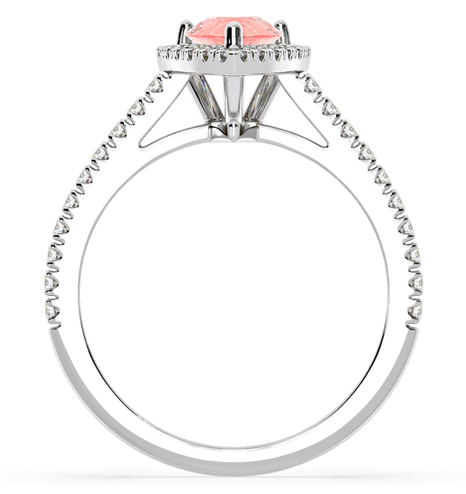 Diana Pink Lab Diamond Pear Halo Ring 1.60ct in Platinum - Elara Collection