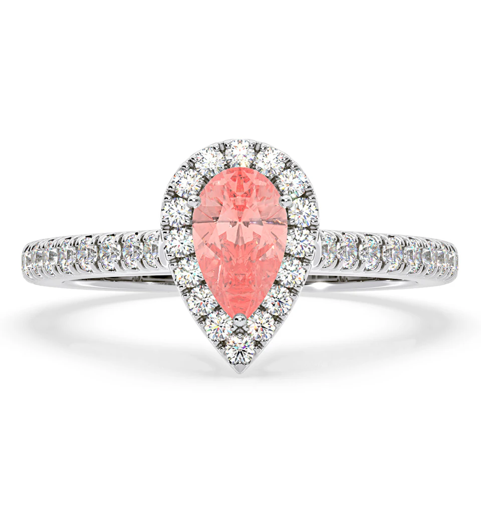 Diana Pink Lab Diamond Pear Halo Ring 1.00ct in Platinum - Elara Collection