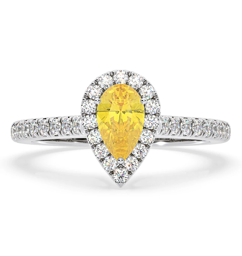 Diana Yellow Lab Diamond Pear Halo Ring 1.00ct in Platinum - Elara Collection