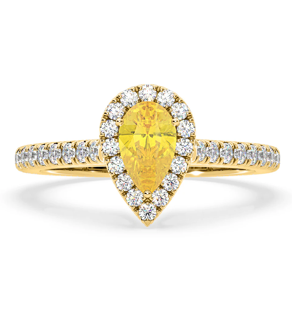 Diana Yellow Lab Diamond Pear Halo Ring 1.00ct in 18K Yellow Gold - Elara Collection