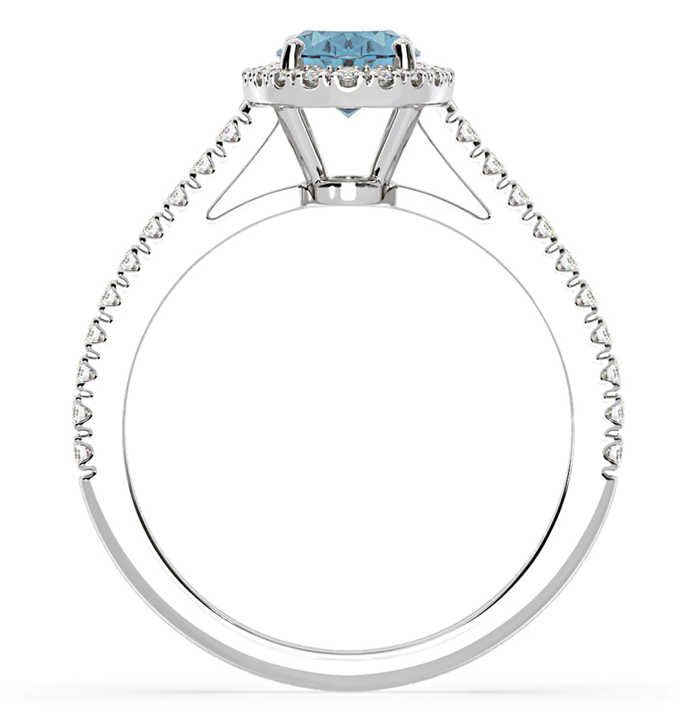 Georgina Blue Lab Diamond Oval Halo 1.60ct Ring in Platinum - Elara Collection