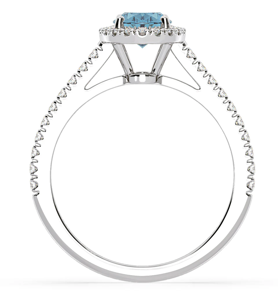 Georgina Blue Lab Diamond Oval Halo 1.60ct Ring in 18K White Gold - Elara Collection