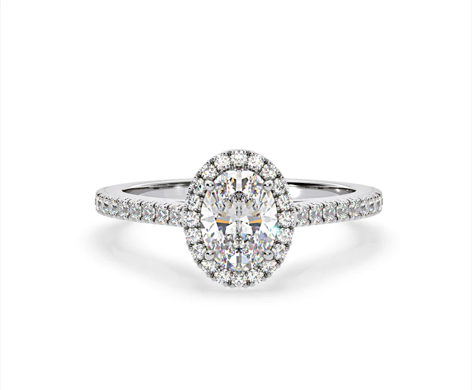 Georgina Lab Oval Diamond Halo Engagement Ring Platinum 2.05ct F/VS1