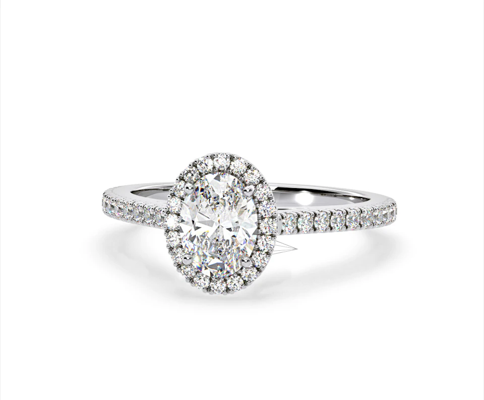 Georgina Lab Oval Diamond Halo Engagement Ring Platinum 2.05ct F/VS1