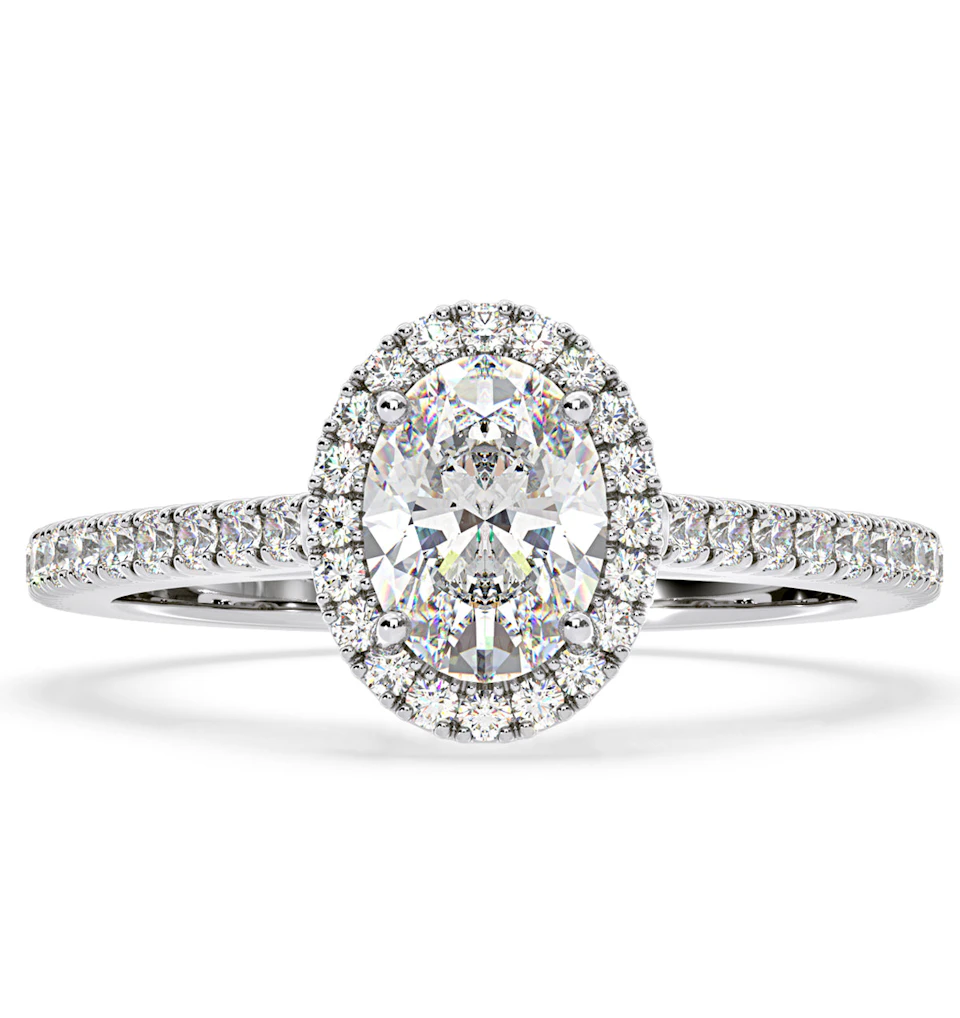 Georgina GIA Oval Diamond Halo Engagement Ring Platinum 1.55ct G/VS1