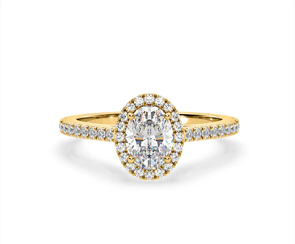 Georgina Lab Oval Diamond Halo Engagement Ring 18K Gold 1.55ct F/VS1