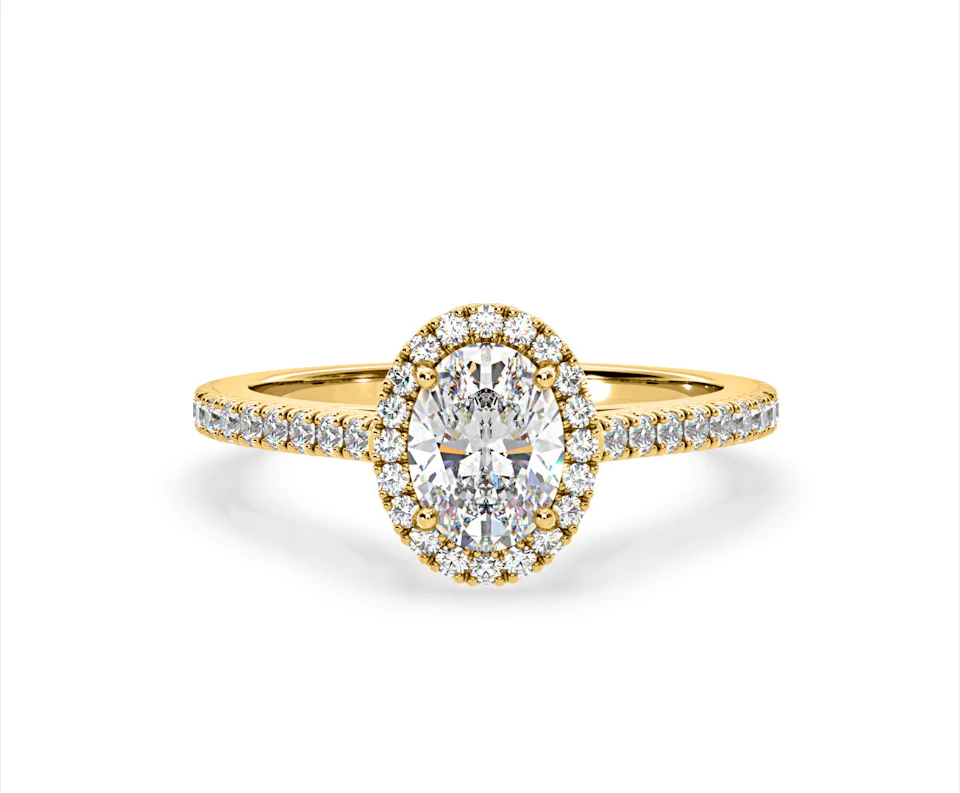 Georgina Lab Oval Diamond Halo Engagement Ring 18K Gold 2.05ct F/VS1