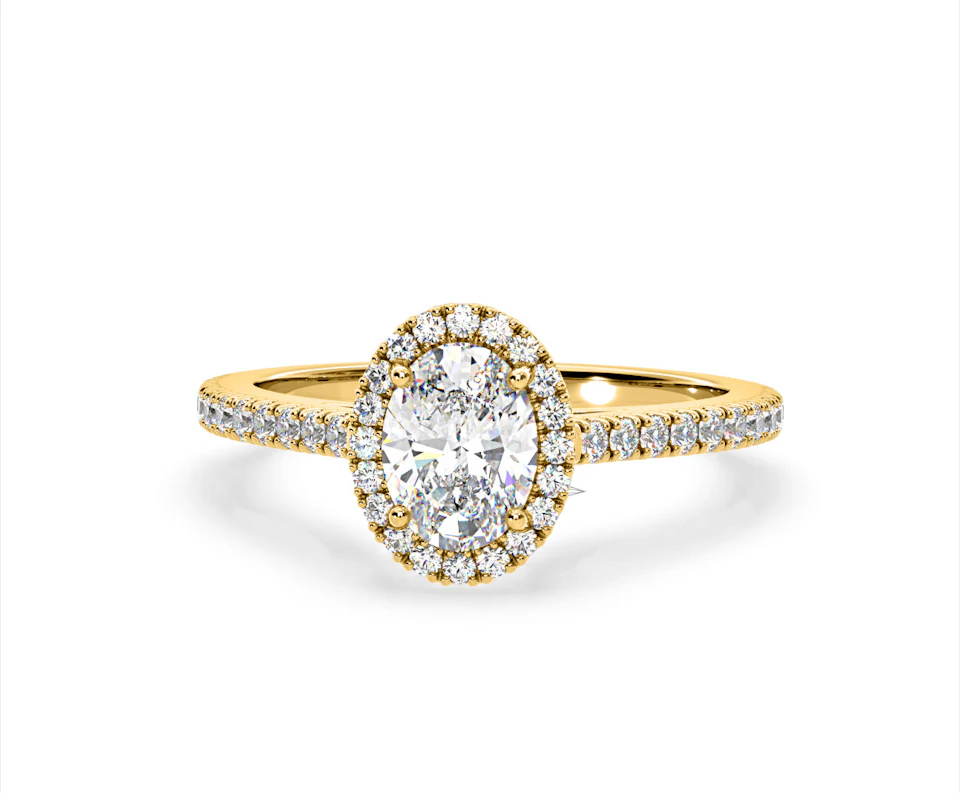 Georgina Lab Oval Diamond Halo Engagement Ring 18K Gold 2.05ct F/VS1