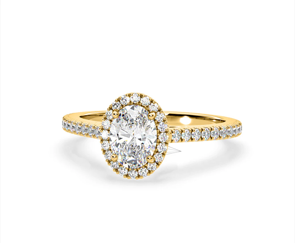 Georgina Lab Oval Diamond Halo Engagement Ring 18K Gold 2.05ct F/VS1