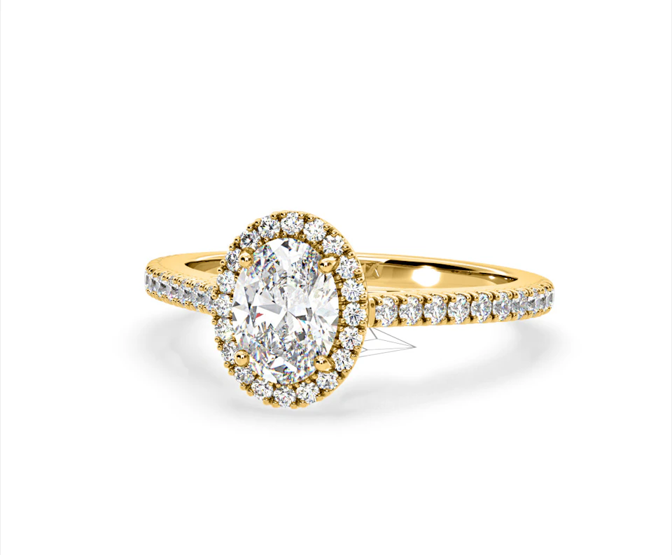 Georgina Lab Oval Diamond Halo Engagement Ring 18K Gold 2.55ct F/VS1