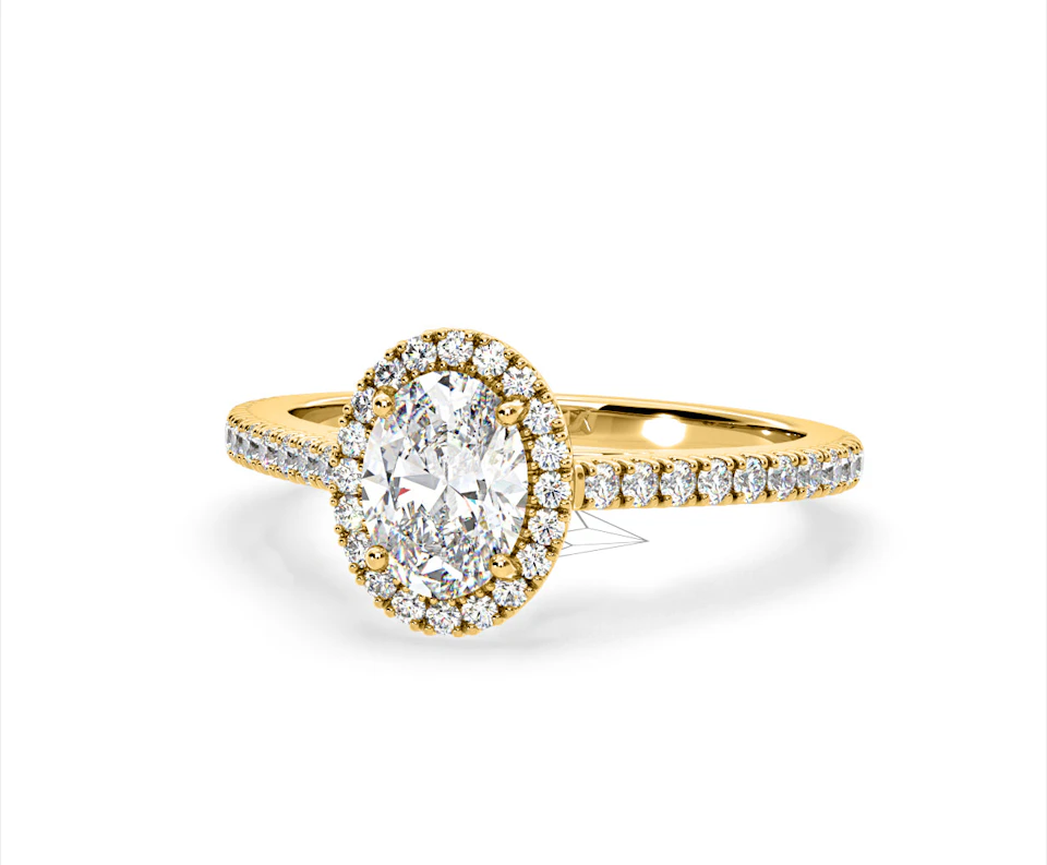 Georgina Lab Oval Diamond Halo Engagement Ring 18K Gold 2.05ct F/VS1