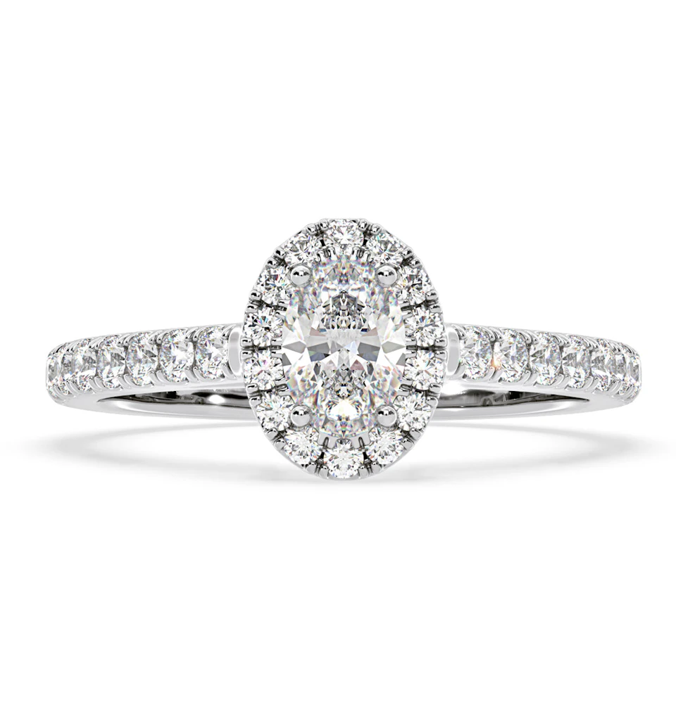 Georgina GIA Oval Diamond Halo Engagement Ring Platinum 1.30ct G/Vs1