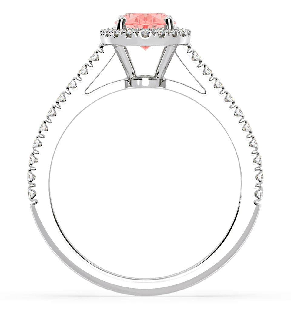 Georgina Pink Lab Diamond Oval Halo 1.60ct Ring in 18K White Gold - Elara Collection