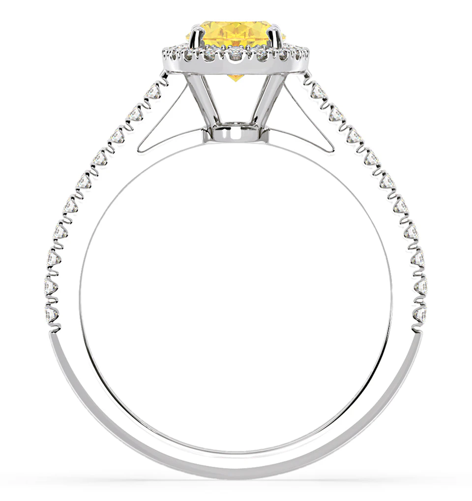 Georgina Yellow Lab Diamond Oval Halo 1.60ct Ring in 18K White Gold - Elara Collection