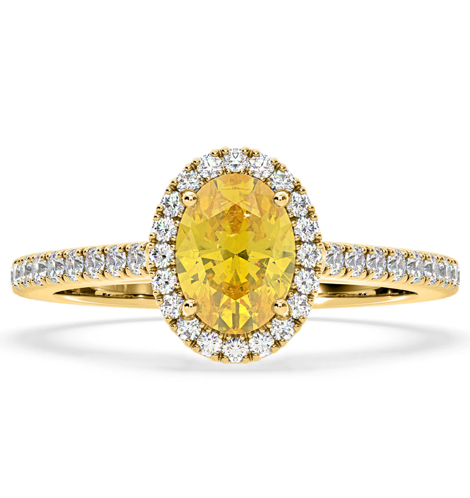 Georgina Yellow Lab Diamond Oval Halo 1.60ct Ring in 18K Yellow Gold - Elara Collection