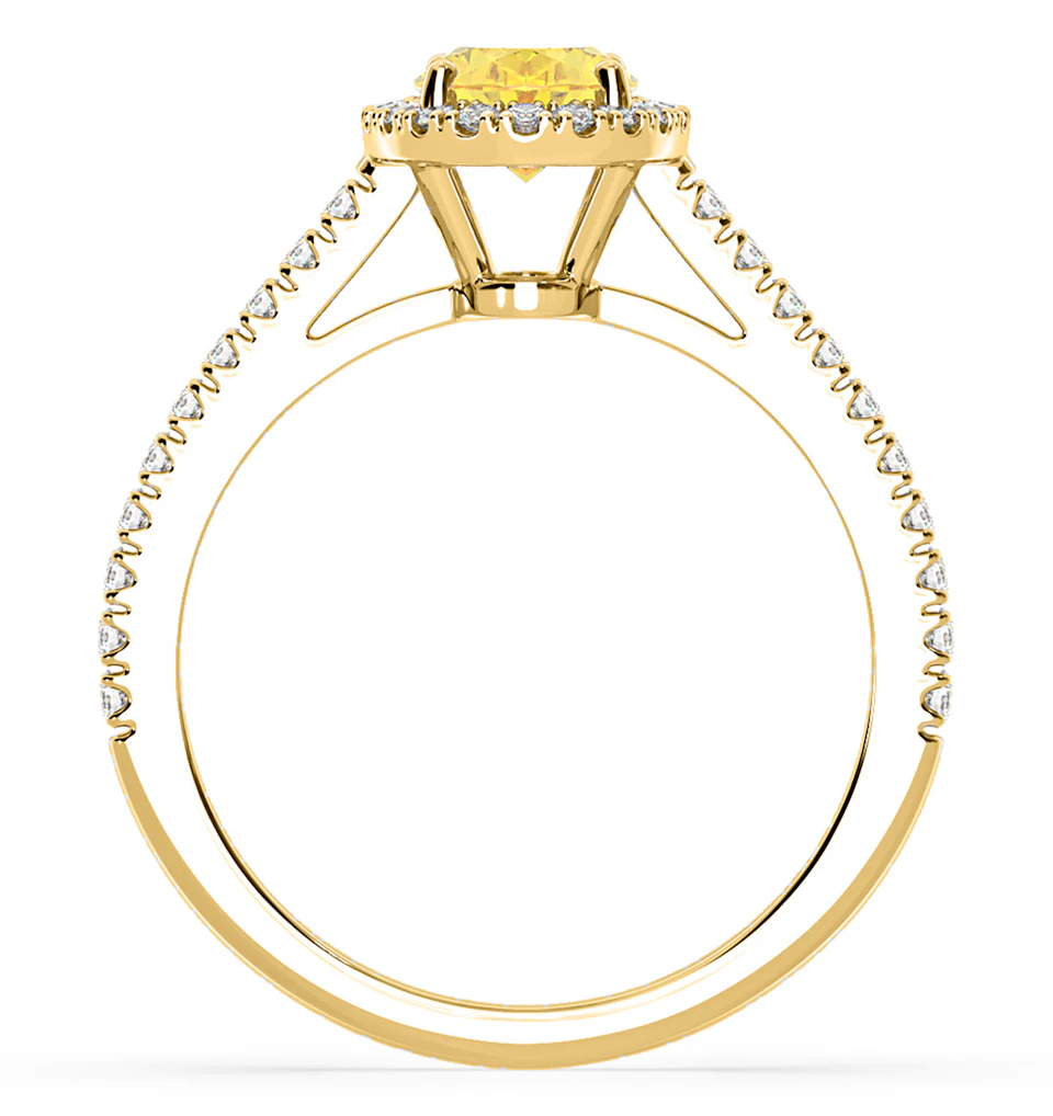 Georgina Yellow Lab Diamond Oval Halo 1.60ct Ring in 18K Yellow Gold - Elara Collection
