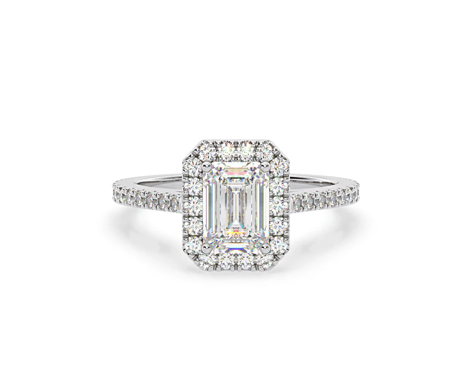 Annabelle Lab Diamond Halo Engagement Ring 18K White Gold 2.15ct F/VS1
