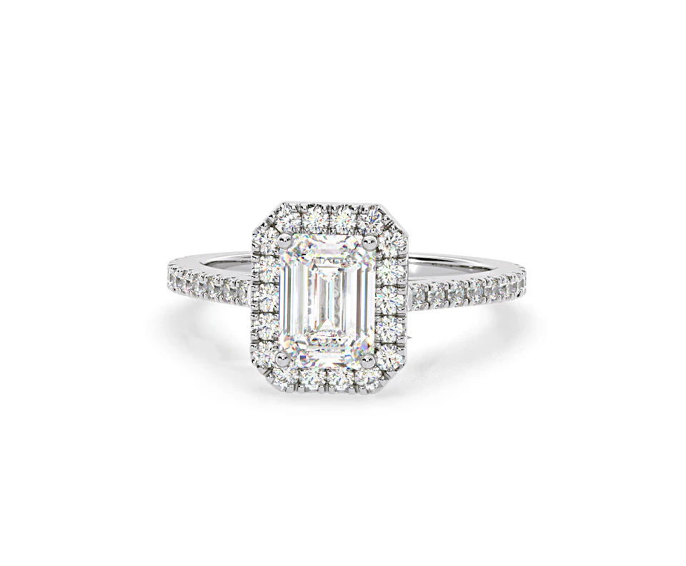Annabelle Lab Diamond Halo Engagement Ring 18K White Gold 2.75ct F/VS1