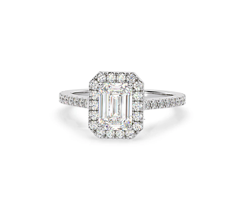 Annabelle Lab Diamond Halo Engagement Ring 18K White Gold 2.15ct F/VS1