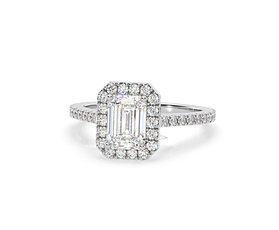 Annabelle Lab Diamond Halo Engagement Ring 18K White Gold 2.15ct F/VS1