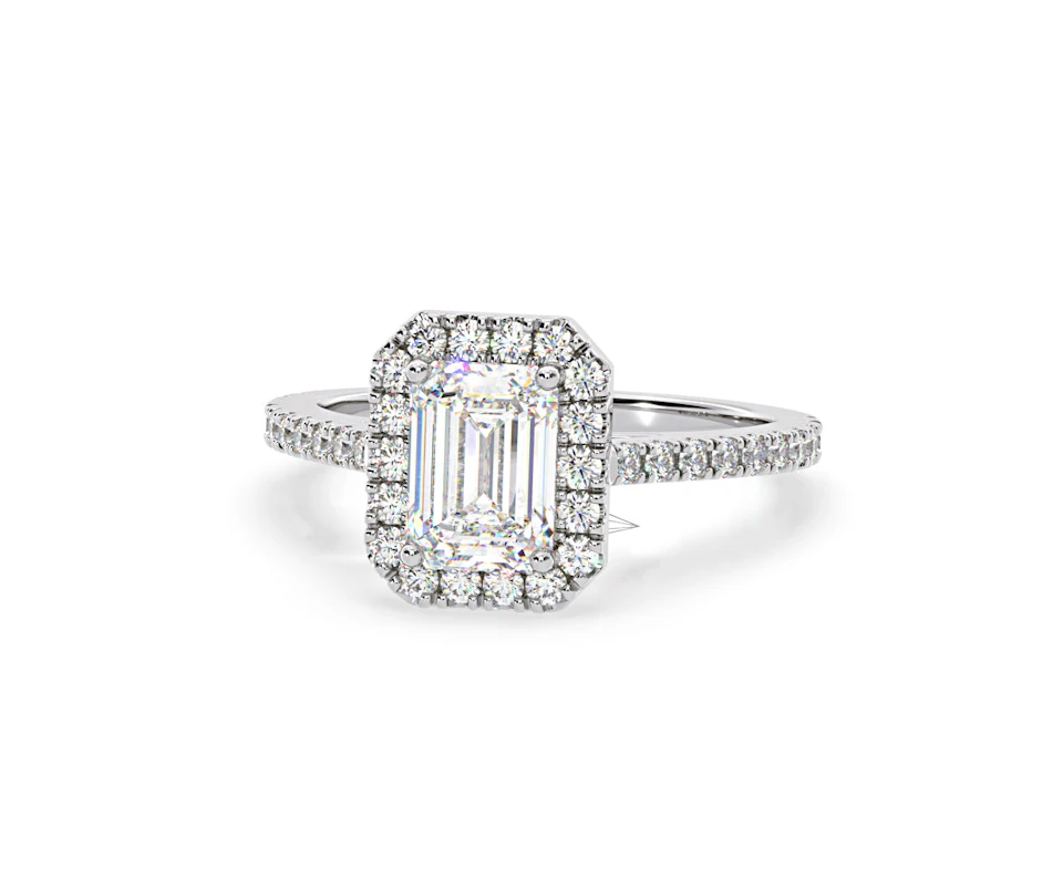 Annabelle Lab Diamond Halo Engagement Ring 18K White Gold 2.75ct F/VS1