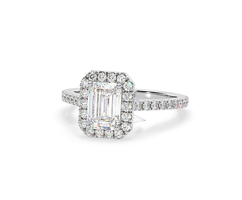 Annabelle Lab Diamond Halo Engagement Ring 18K White Gold 2.15ct F/VS1