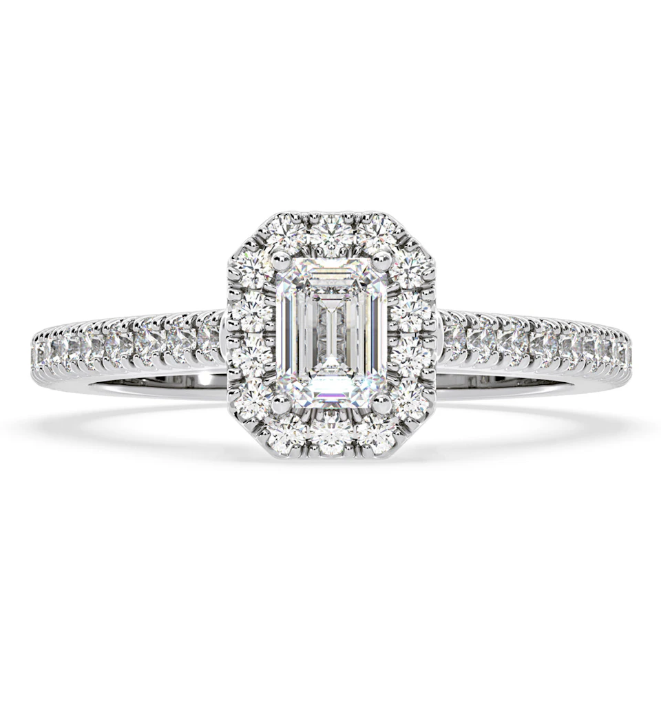 Annabelle Diamond Halo Engagement Ring 18K White Gold 1ct G/VS1
