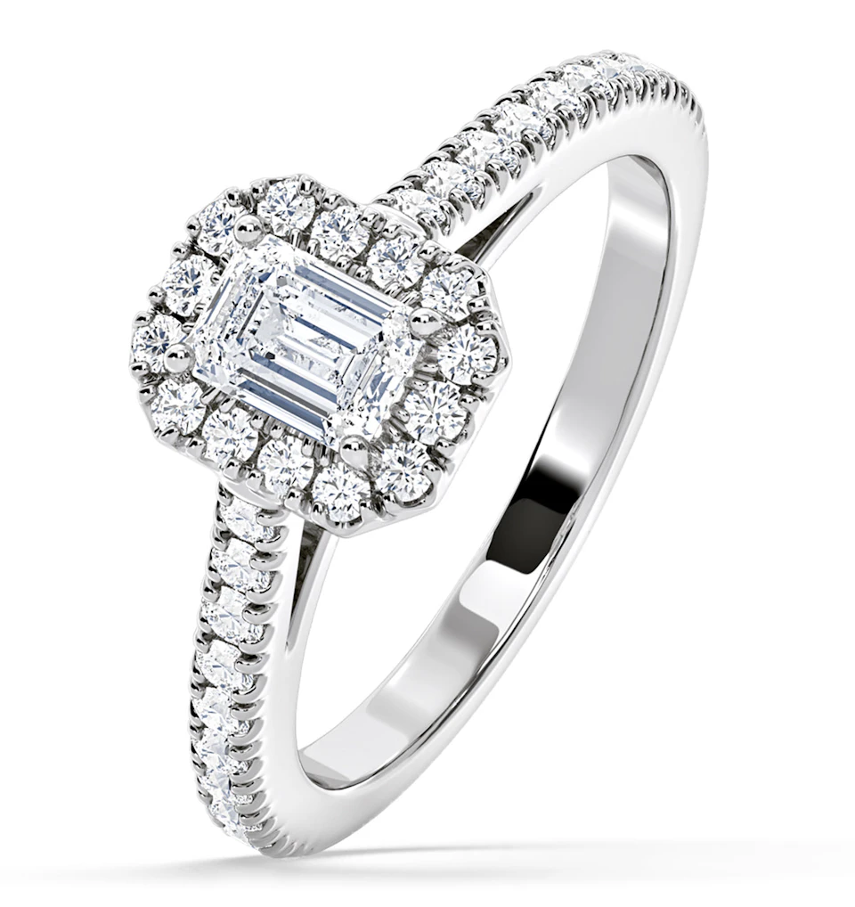 Annabelle Diamond Halo Engagement Ring 18K White Gold 1ct G/VS1