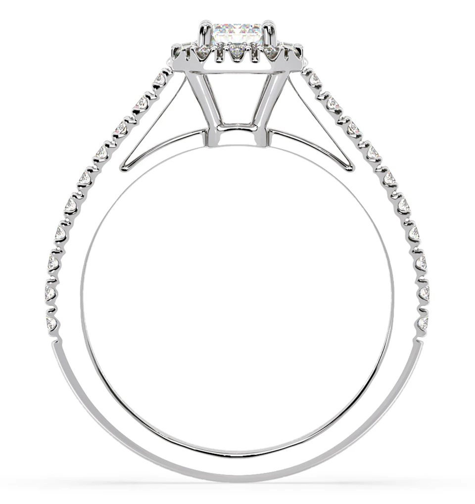 Annabelle Diamond Halo Engagement Ring 18K White Gold 1ct G/VS1