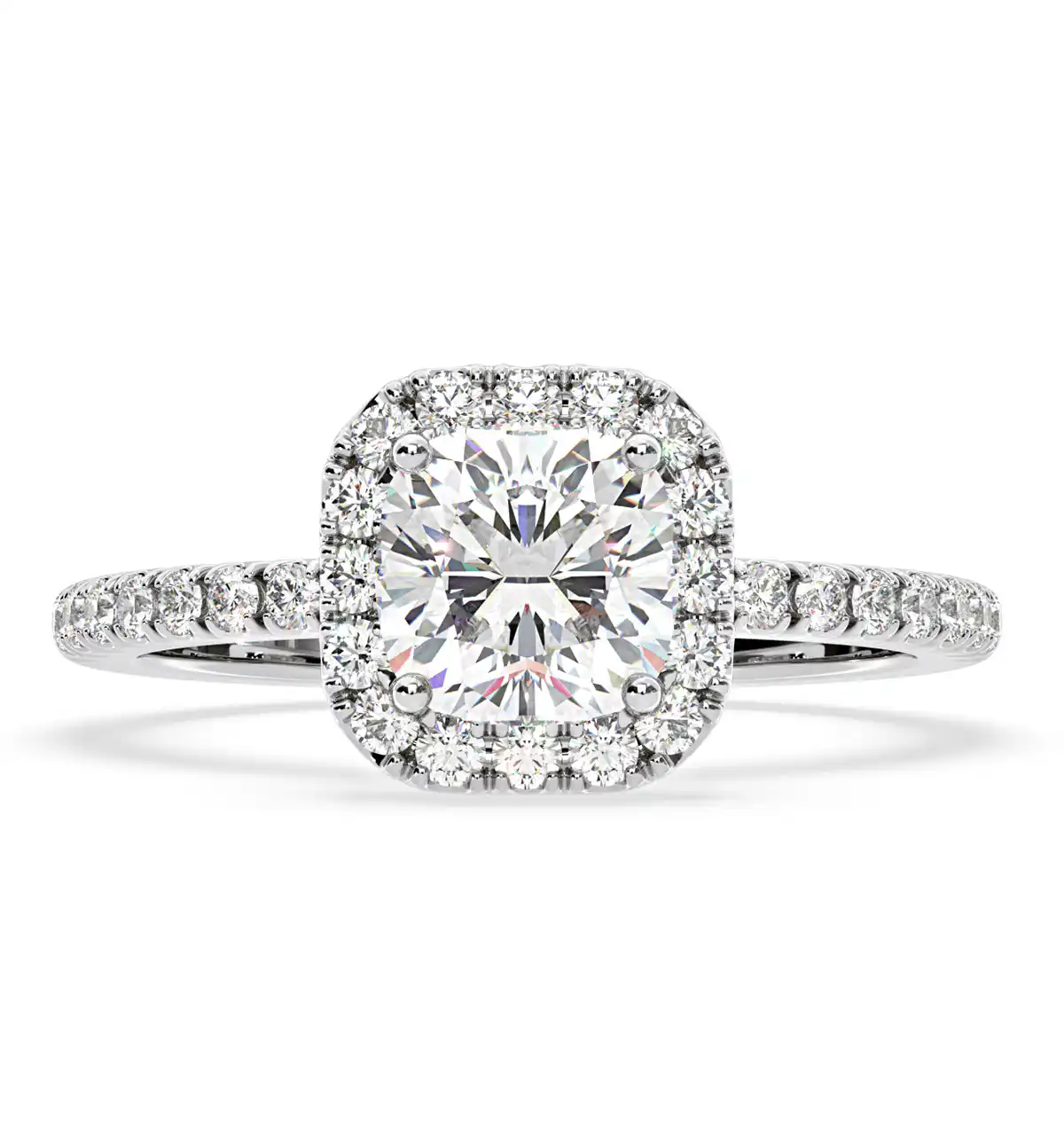 Beatrice GIA Diamond Halo Engagement Ring 18K White Gold 1.48ct G/SI2