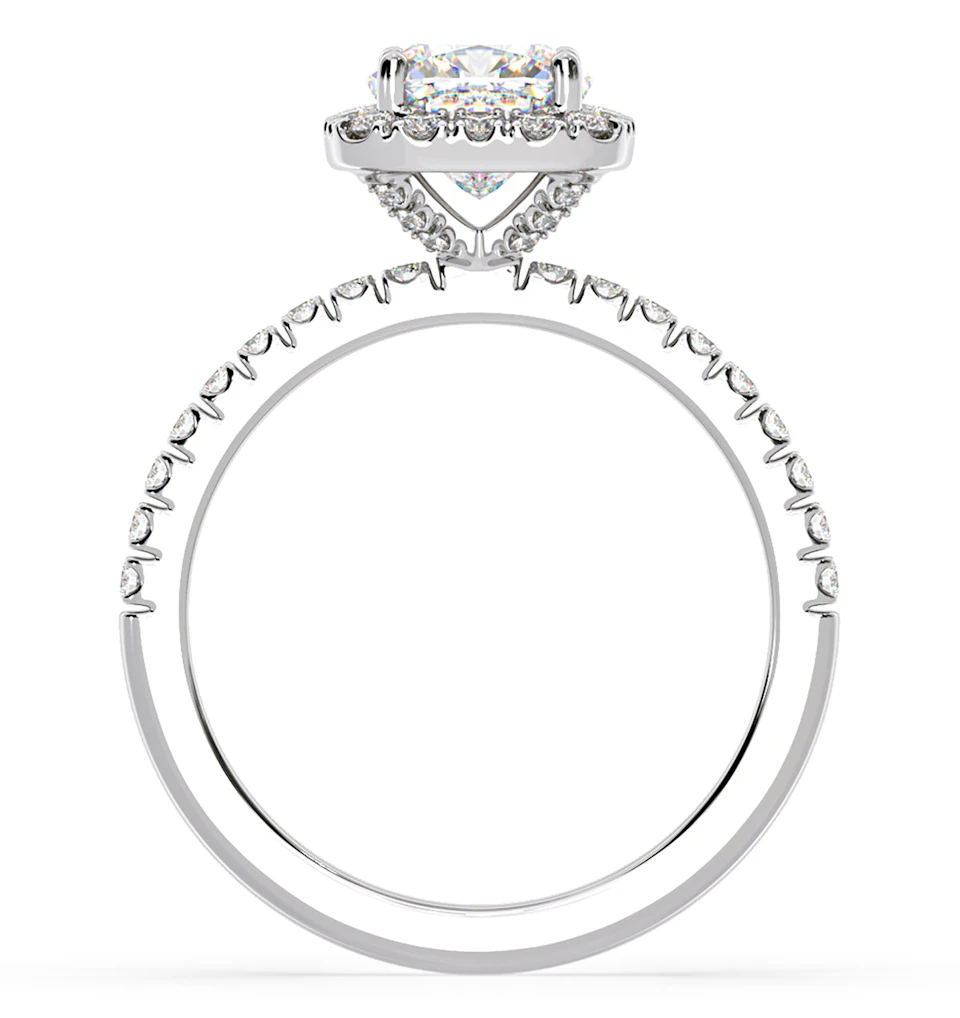 Beatrice GIA Diamond Halo Engagement Ring 18K White Gold 1.48ct G/SI2